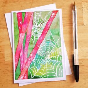 Dogwood and Cobwebs Greeting Card - Watercolour Nature Art Print - Blank Inside for Any Occasion