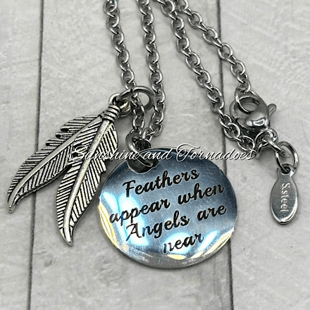 Memorial Necklace Feathers Appear When Angels Are Near | Stainless Steel Sympathy Gift | Bereavement Jewellery Angel Feather Charm - Image 6