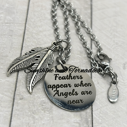 Memorial Necklace Feathers Appear When Angels Are Near | Stainless Steel Sympathy Gift | Bereavement Jewellery Angel Feather Charm - Image 7