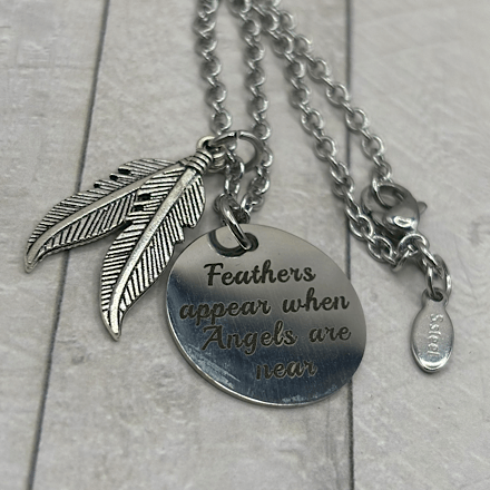 Memorial Necklace Feathers Appear When Angels Are Near | Stainless Steel Sympathy Gift | Bereavement Jewellery Angel Feather Charm - Image 5
