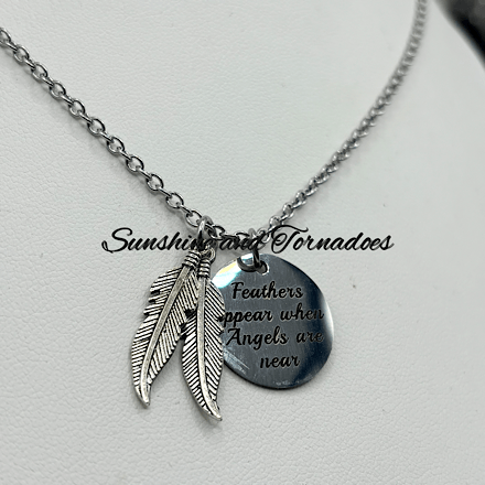Memorial Necklace Feathers Appear When Angels Are Near | Stainless Steel Sympathy Gift | Bereavement Jewellery Angel Feather Charm - Image 4