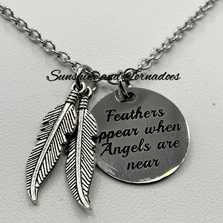 Memorial Necklace Feathers Appear When Angels Are Near | Stainless Steel Sympathy Gift | Bereavement Jewellery Angel Feather Charm