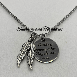 Memorial Necklace Feathers Appear When Angels Are Near | Stainless Steel Sympathy Gift | Bereavement Jewellery Angel Feather Charm