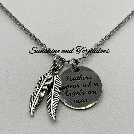 Memorial Necklace Feathers Appear When Angels Are Near | Stainless Steel Sympathy Gift | Bereavement Jewellery Angel Feather Charm - Image 2