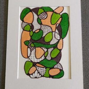 abstract Zentangle inspired drawing in green for home decor