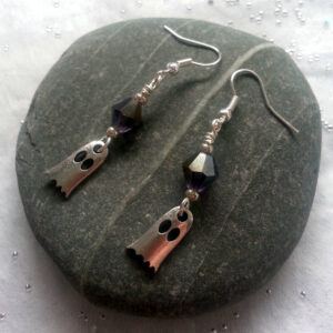 Handmade Cute Ghost Drop Earrings - Spooky Fun Halloween Dangle Jewellery