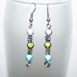 Handmade Glow Bead Drop Earrings - Colourful Dangly Beaded Earrings with Iridescent Finish