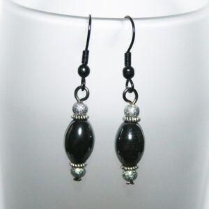 Handmade Hematite Dangly Drop Earrings with Silver Stardust Beads - Elegant Black and Silver Statement Jewellery