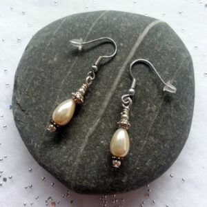 Handmade Ivory Pearl Droplet Dangly Drop Earrings - Elegant Teardrop Earrings for Brides Weddings or Everyday Glamour