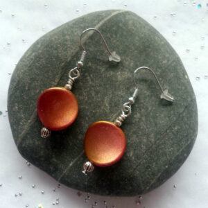 Handmade Orange Airbrush Twist Drop Earrings - Lightweight Dangly Statement Jewellery