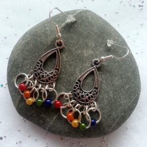 Handmade Rainbow Chandelier Drop Earrings with Miracle Glow Beads - Colourful Statement Jewellery