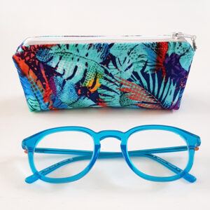 Handmade Tropical Leaf Glasses Case - Zippered Padded Pouch for Sunglasses or Eyewear