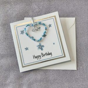 Handmade Birthday Card with Beaded Heart Keepsake