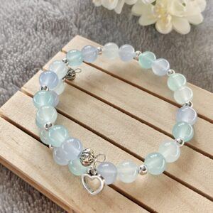 Blue Shades Memory Wire Bracelet With Heart Charm