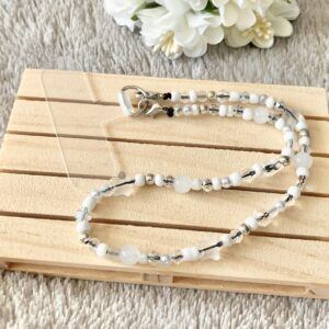White Beaded Phone Wrist Strap