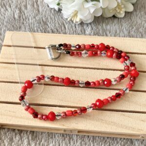 Red Beaded Phone Wrist Strap
