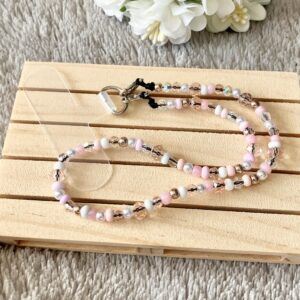Pink Beaded Phone Wrist Strap