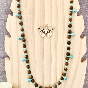 20-Inch Turquoise and Rosewood Necklace