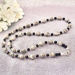 20-Inch Map Jasper Natural Gemstone Necklace
