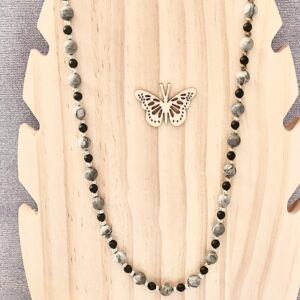 20-Inch Map Jasper Natural Gemstone Necklace