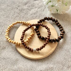 Men’s Wooden Bead Bracelet Set of 3
