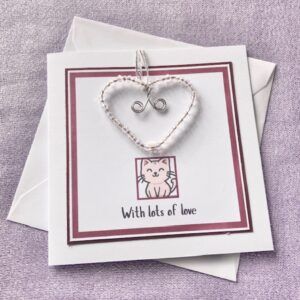 Beaded Heart Cat Card
