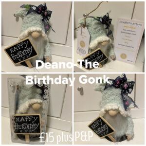 Deano-The Birthday Gift Gonk. Mini-Presentation Collectible Art Doll Ornamental Decoration.