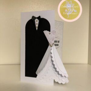 Stunning Wedding Card. Unique Bride & Groom Style 8” square Card with envelope.