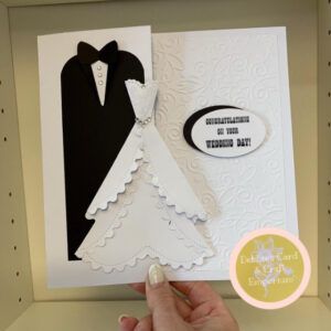 Stunning Wedding Card. Unique Bride & Groom Style 8” square Card with envelope.