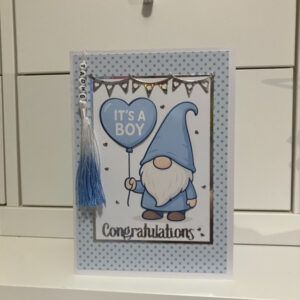 Gorgeous Gonk A5 New Baby” Card. Choice of Traditional Pink Girl or Blue Boy