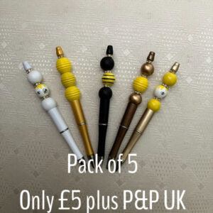 Bee Themed Yellow & Black Beaded Pens…set of 5