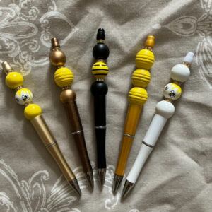 Bee Themed Yellow & Black Beaded Pens…set of 5