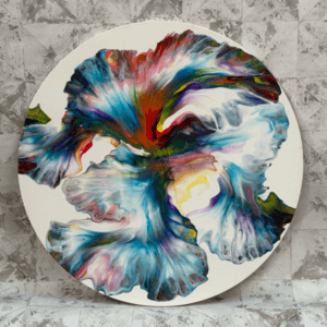 Vibrant Multicoloured Dutch Pour MDF Round – 40cm | Unique Fluid Art Piece
