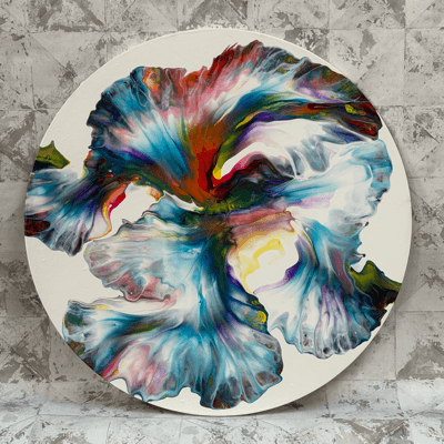 Vibrant Multicoloured Dutch Pour MDF Round - 40cm | Unique Fluid Art Piece - Image 2