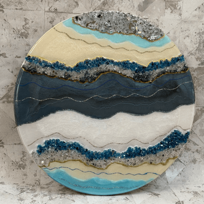 Stunning 30cm Resin Geode Art with blues and champagnes - Image 2