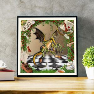 Jabberwock framed on shelf