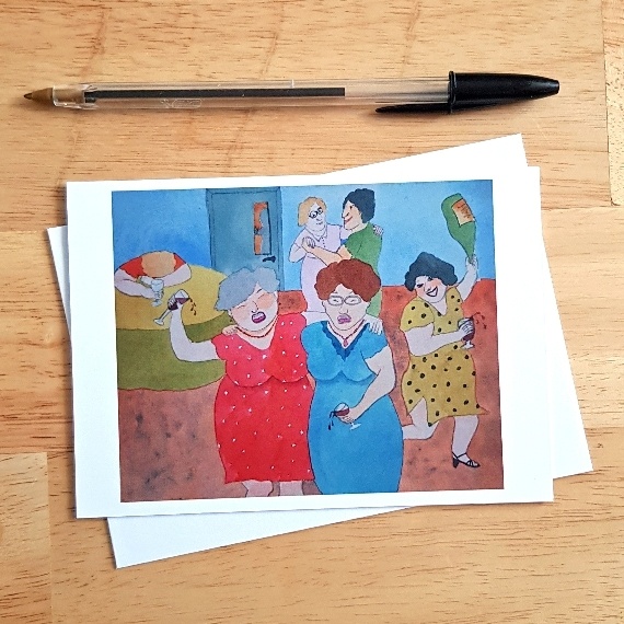 Ladies Behaving Badly Greetings Card - Humorous Any Occasion Card Inspired by Beryl Cook Style Art
