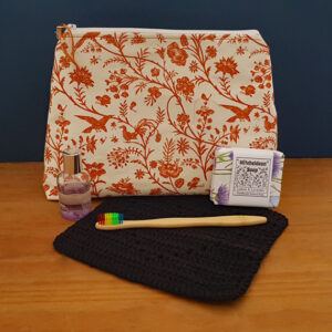 Orange Birds Zipper Bag - Elegant Nature-Inspired Pouch for Makeup Toiletries Art And Craft Supplies