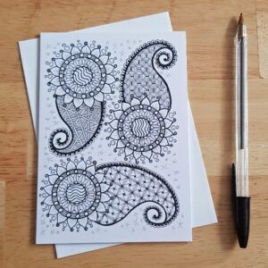 Paisley Power Greetings Card - Hand Drawn Doodle Art Print for Any Occasion