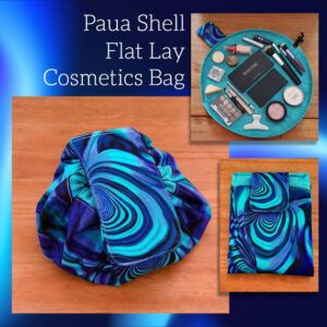 Paua Shell Print Flat Lay Makeup Bag - Drawstring Cosmetics Pouch - Travel Organiser