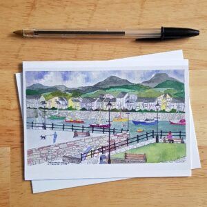 Porthmadog Harbour Greetings Card - Watercolour Print of Welsh Coastal Scene for Any Occasion