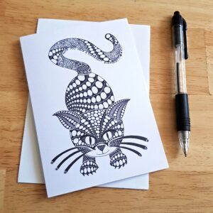 Purrfect Birthday Card - Hand-Drawn Doodle Cat Design for Cat Lovers - Fun And Quirky Greeting - Blank Inside