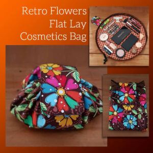 Retro Floral Flat Lay Drawstring Makeup Bag - Vintage-Inspired Cosmetic Organiser for Travel And Home