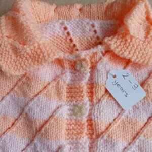Hand knitted child’s cardigan. Approx 2 to 3 yrs. All proceeds to The Stroke Association