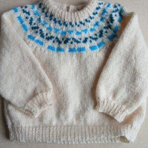 Hand knitted child’s jumper. Wool. Approx 1 to 2 yrs. All proceeds to The Stroke Association