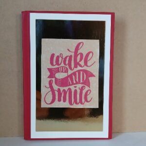 ‘Wake up and Smile.’ Notebook and felted heart. All proceeds to The Stroke Association.