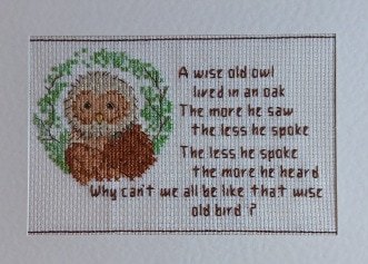Greetings card. Cross stitched wise owl. All proceeds to The Stroke Association - Image 4