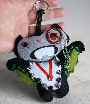 'Zombie Feltie' accessory, bag charm or keyring. Vampire/ Dracula.All proceeds to The Stroke Association