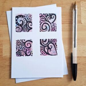 Split Doodle Heart Card - Abstract Zentangle-Inspired Design for Any Occasion