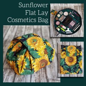 Sunflower Flat Lay Drawstring Makeup Bag - Bright Cosmetic Organiser for Travel And Everyday Use